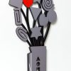 Gray Flowers - 3D Wall Sculpture