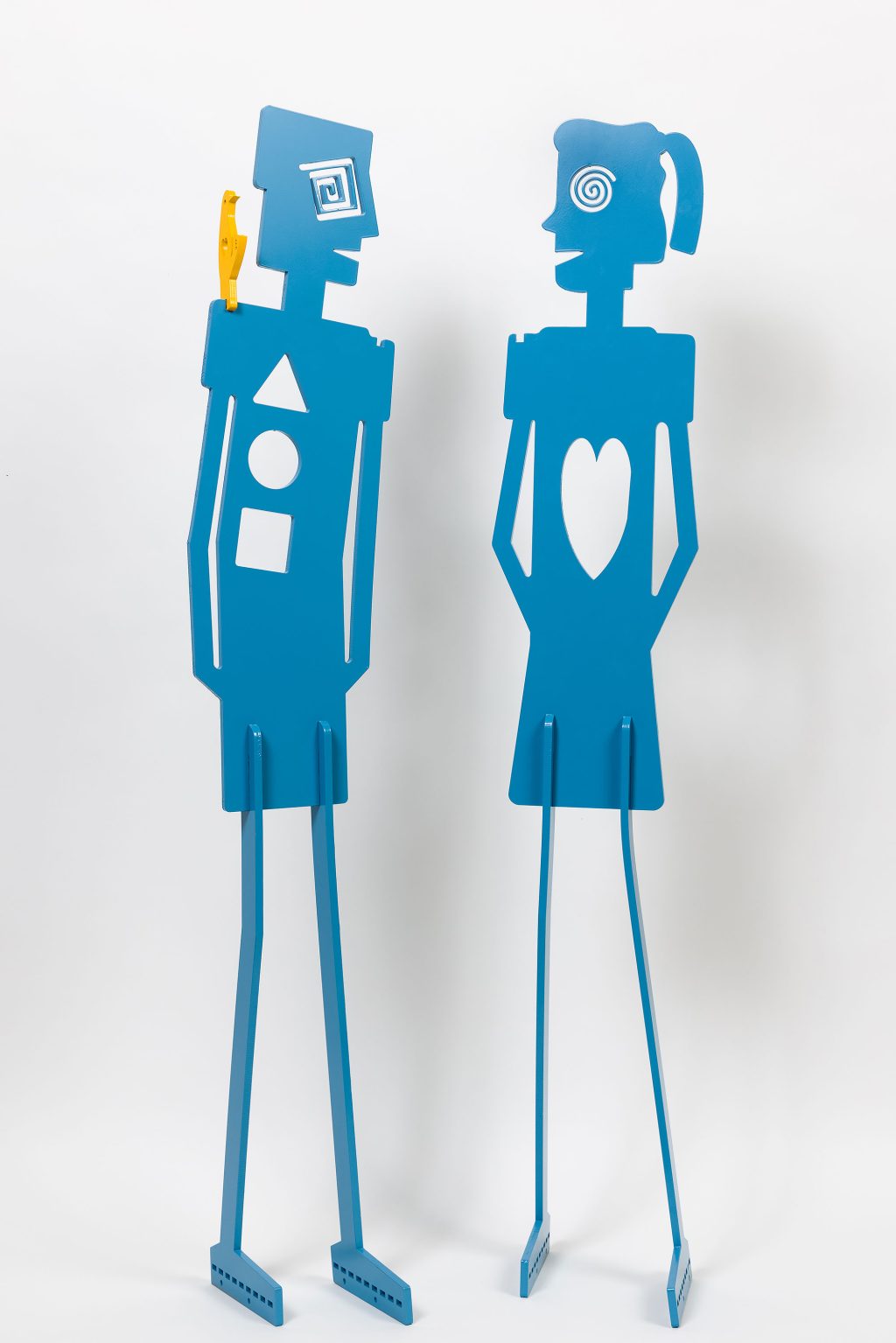 Boy & Girl Free standing indoor/outdoor hand painted Aluminum Sculpture