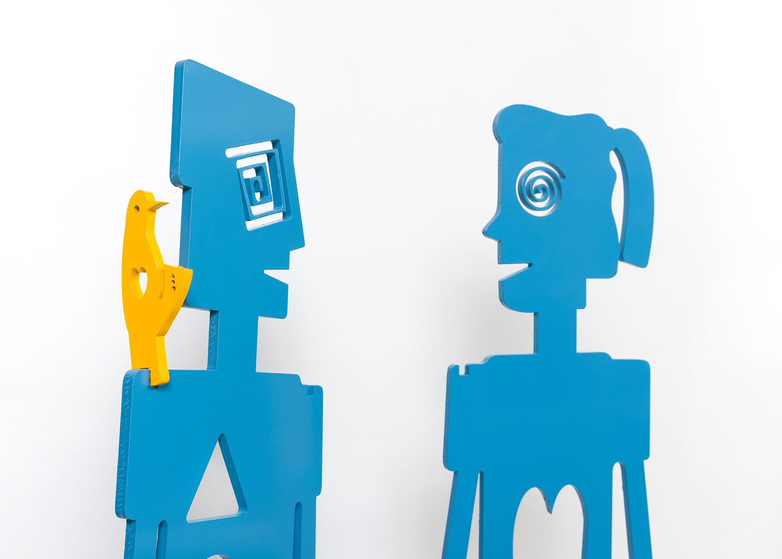 Boy & Girl Free standing indoor/outdoor hand painted Aluminum Sculpture - Image 2