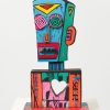 Funky Robot Orange - Free standing Double Sided sculpture