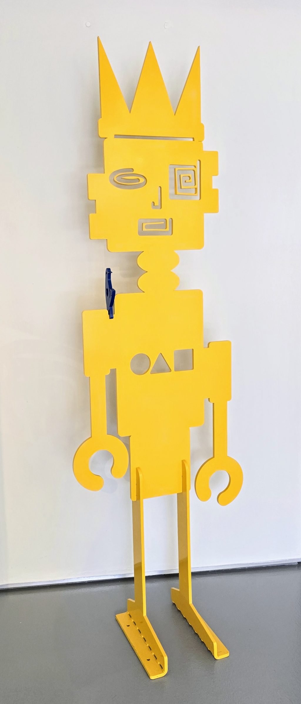 Yellow King Robot-Free standing indoor/outdoor hand painted Aluminum Sculpture